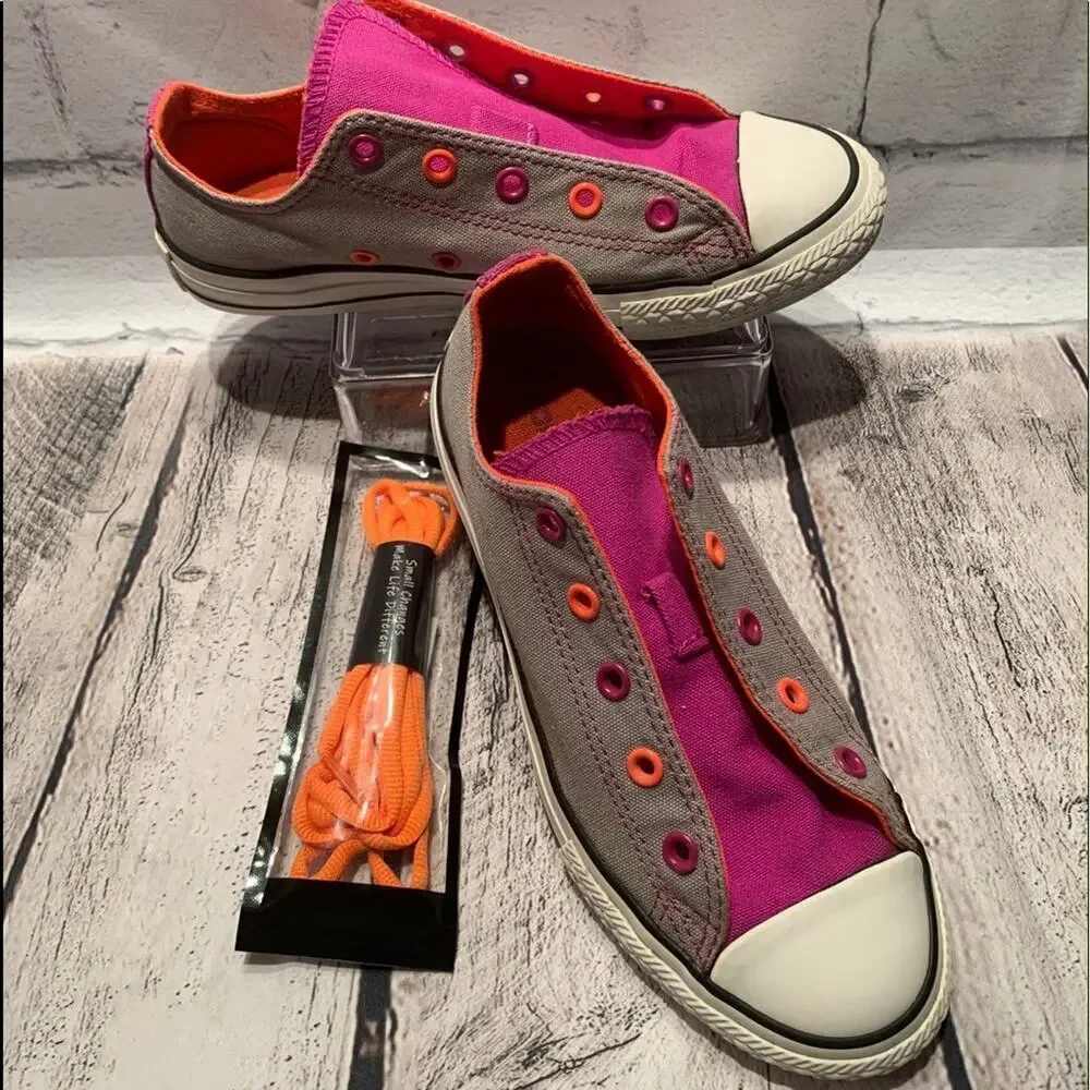 CONVERSE Girl's All Star Grey Double Tongue Sneakers / Size: 2 Junior